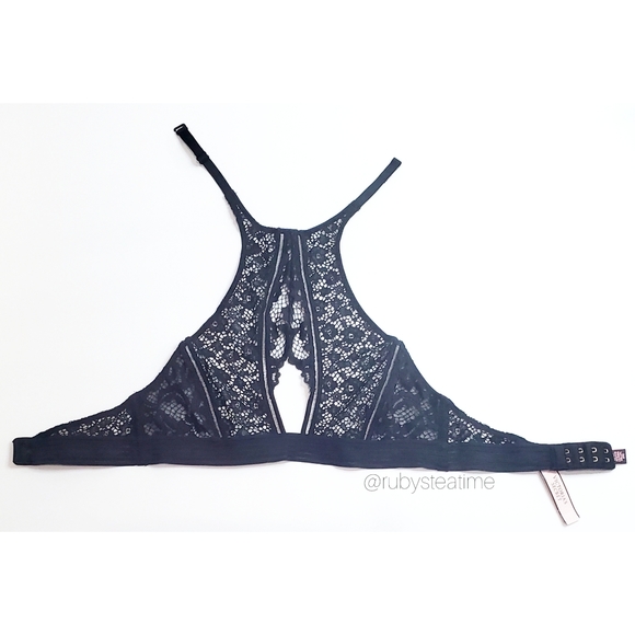 VICTORIA'S SECRET Very Sexy Floral Lace Halter Bralette -Black, XS, New with Tag - Picture 2 of 9